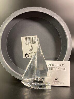 Swarovski Crystal Sailboat  Figurine 7473 NR 000 004 Retired 1994 W/ Box & COA